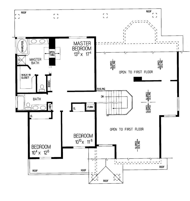 Floor Plan Second Story of Mediterranean Plan #137-1271
