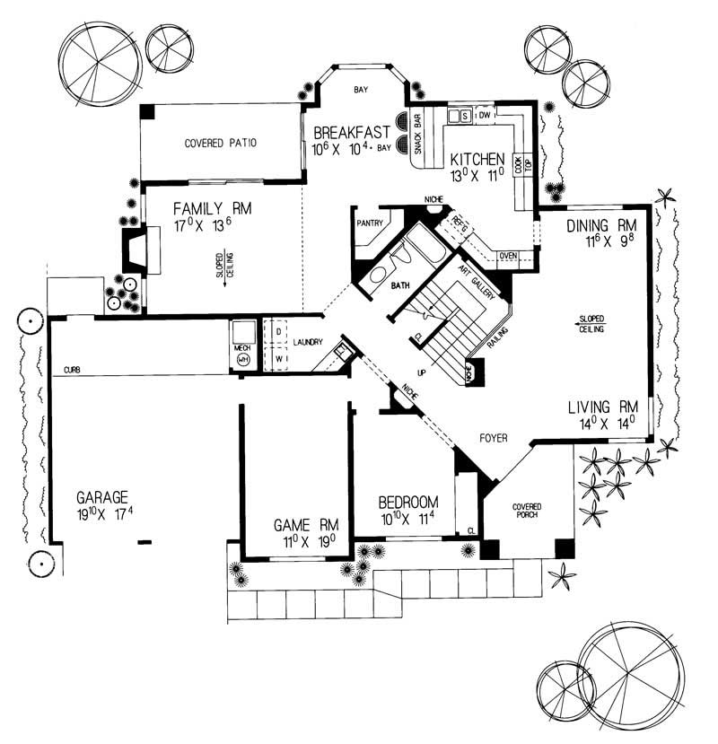 Floor Plan First Story of Mediterranean Plan #137-1273