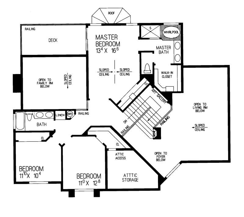 Floor Plan Second Story of Mediterranean Plan #137-1273