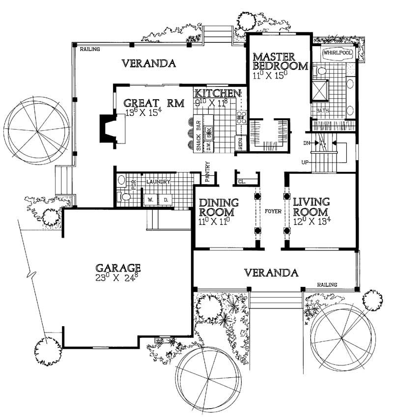 Floor Plan First Story of Country Plan #137-1277