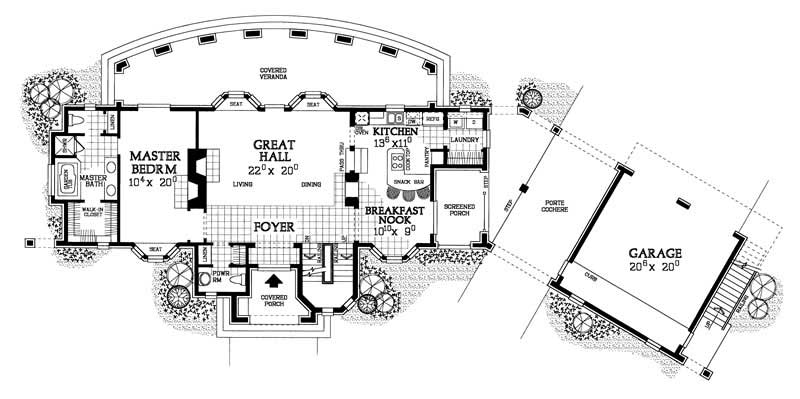 Floor Plan First Story of European Plan #137-1278