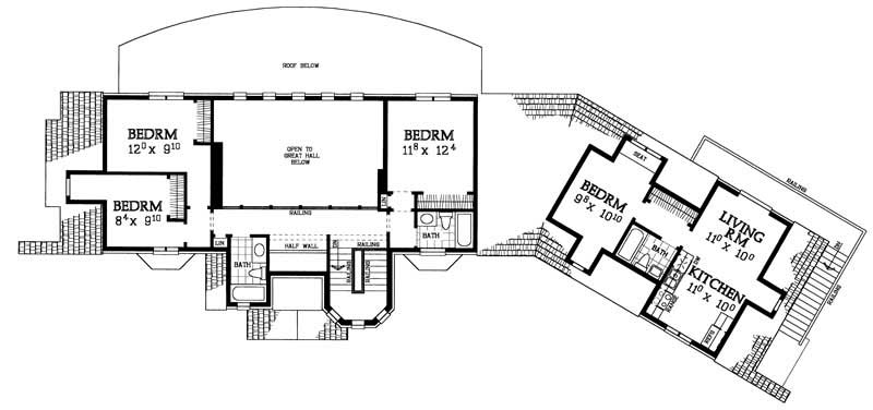 Floor Plan Second Story of European Plan #137-1278