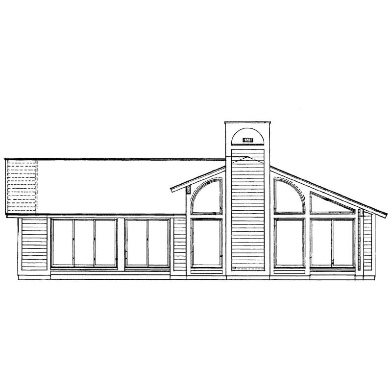 Home Plan Rear Elevation of this 3-Bedroom,1387 Sq Ft Plan -137-1279