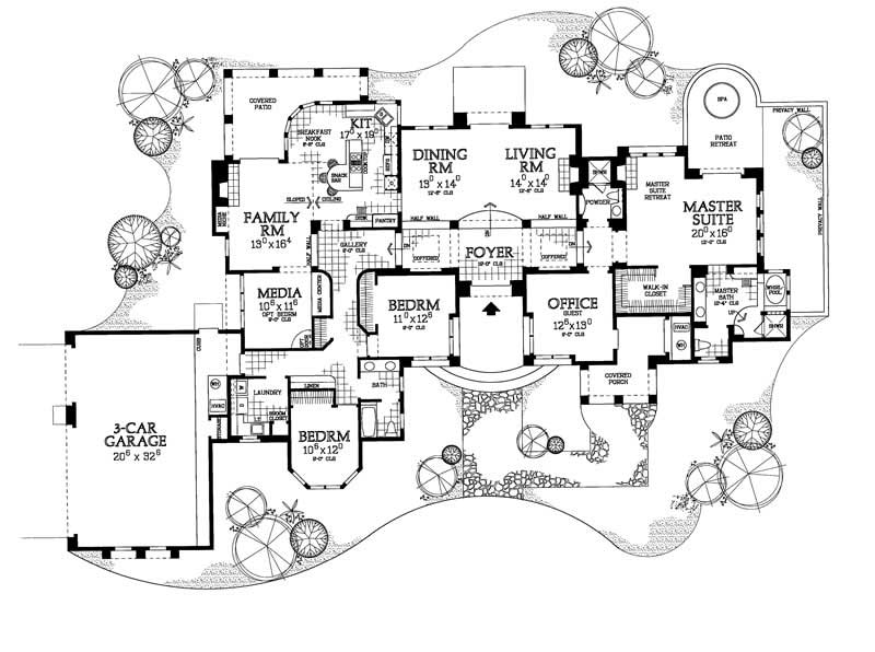 Floor Plan First Story of Mediterranean Plan #137-1280