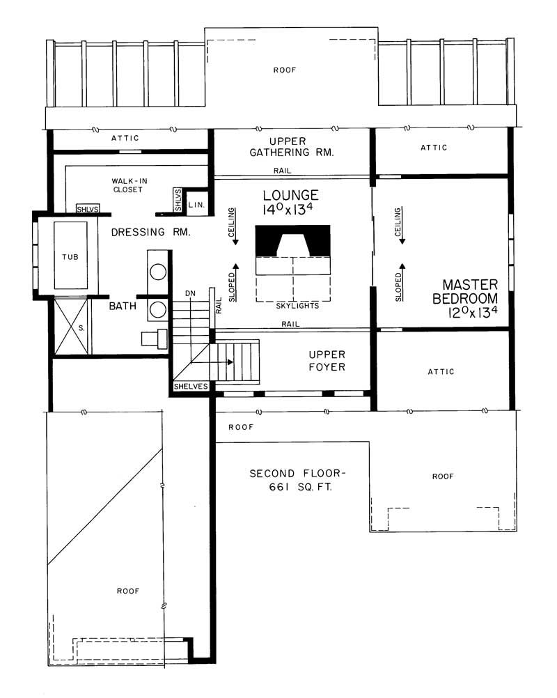 Floor Plan Second Story of Contemporary Plan #137-1284