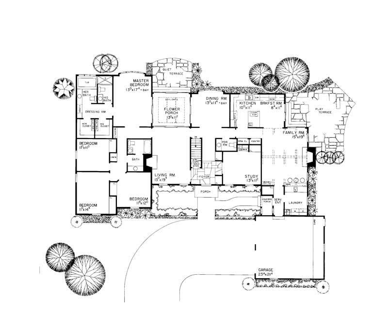 Floor Plan First Story of Ranch Plan #137-1285