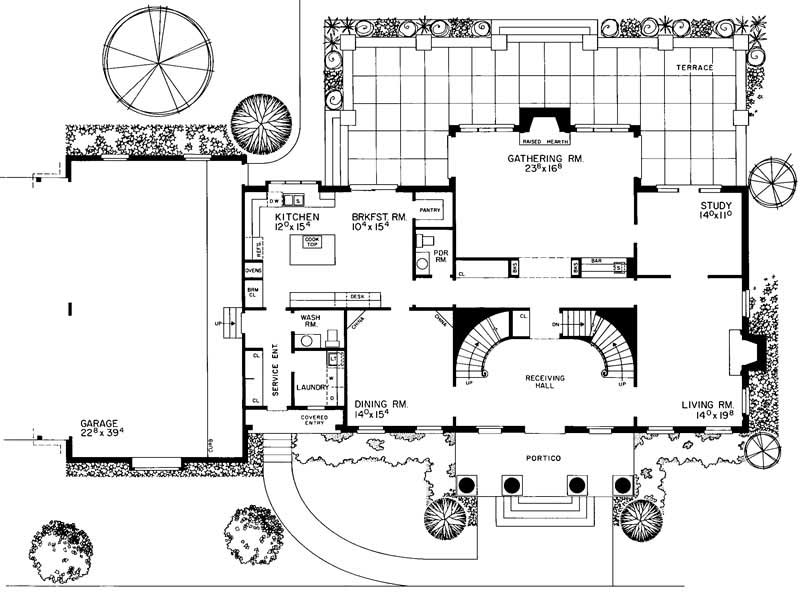 Floor Plan First Story of Colonial Plan #137-1286