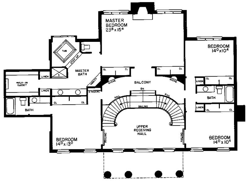 Floor Plan Second Story of Colonial Plan #137-1286
