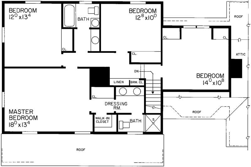 Floor Plan Second Story of Country Plan #137-1288