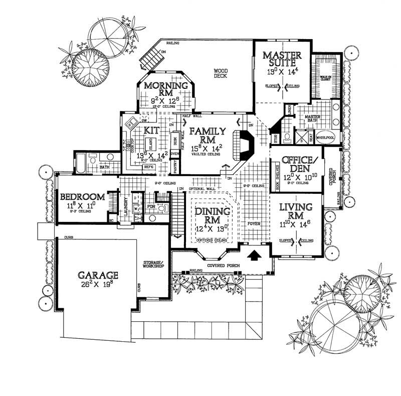 Floor Plan First Story of Country Plan #137-1289