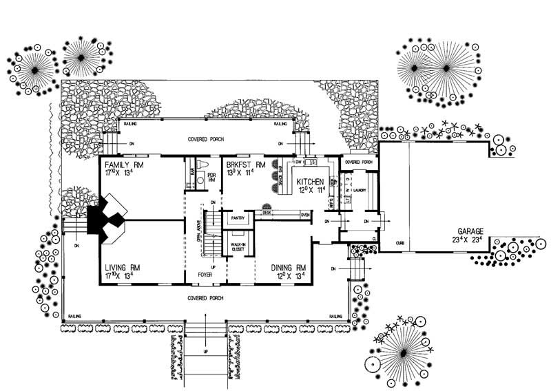 Floor Plan First Story of Country Plan #137-1291