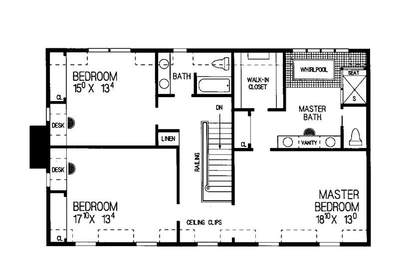 Floor Plan Second Story of Country Plan #137-1291