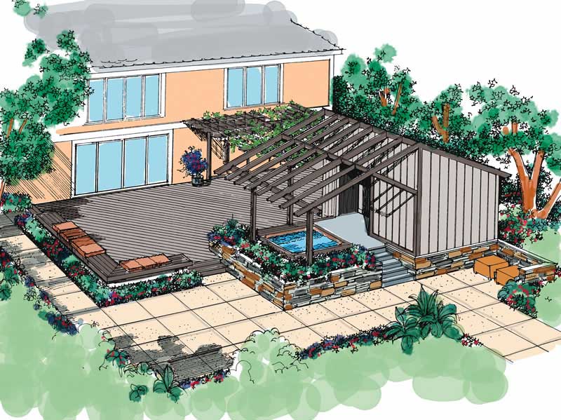 Front elevation of cabana plan (ThePlanCollection: House Plan #137-1292)