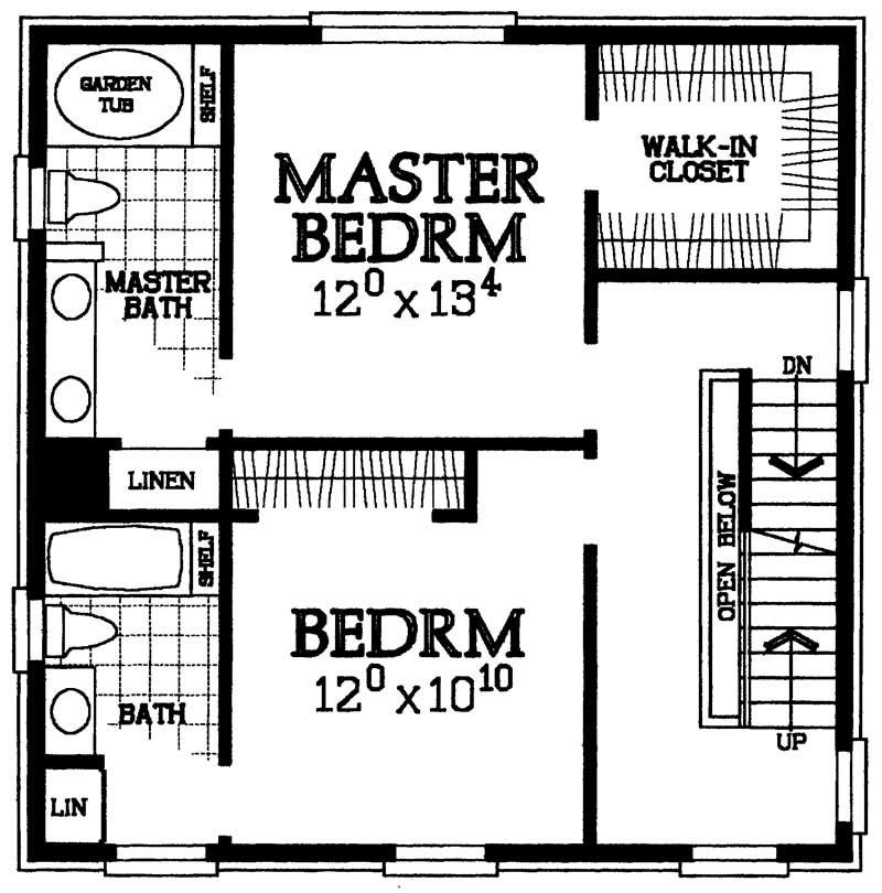 Floor Plan Second Story of Colonial Plan #137-1293