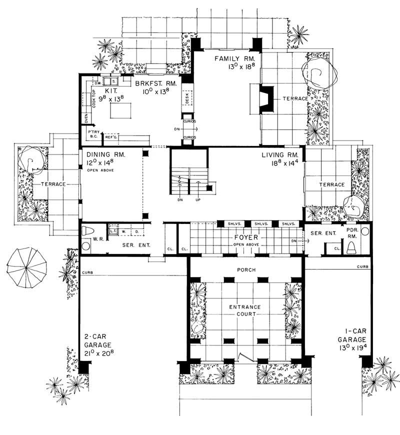 Floor Plan First Story of Mediterranean Plan #137-1294