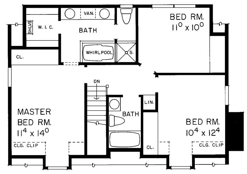 Floor Plan Second Story of Cape Cod Plan #137-1296