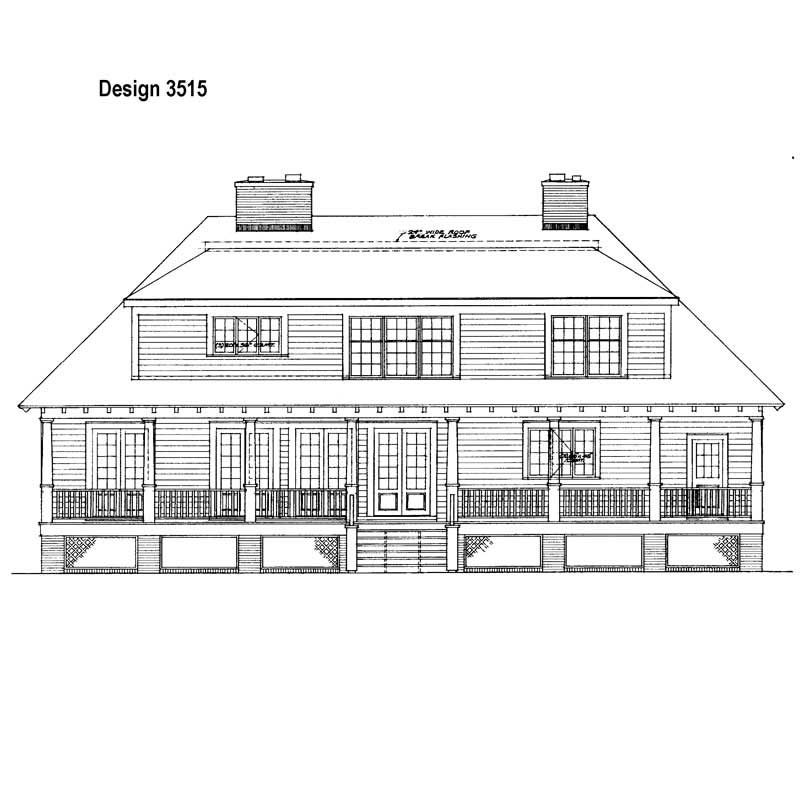 Home Plan Rear Elevation of this 4-Bedroom,3296 Sq Ft Plan -137-1297