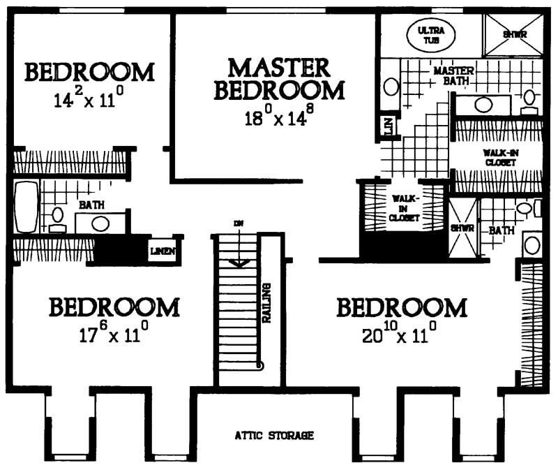 Floor Plan Second Story of Country Plan #137-1297