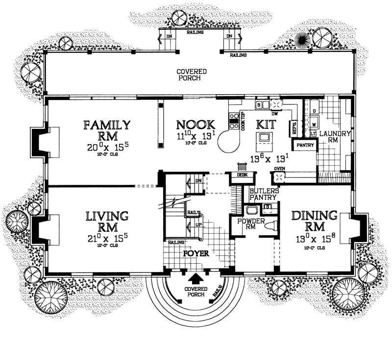 Floor Plan First Story of Colonial Plan #137-1298