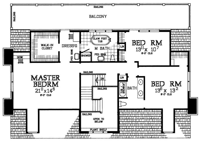 Floor Plan Second Story of Colonial Plan #137-1298
