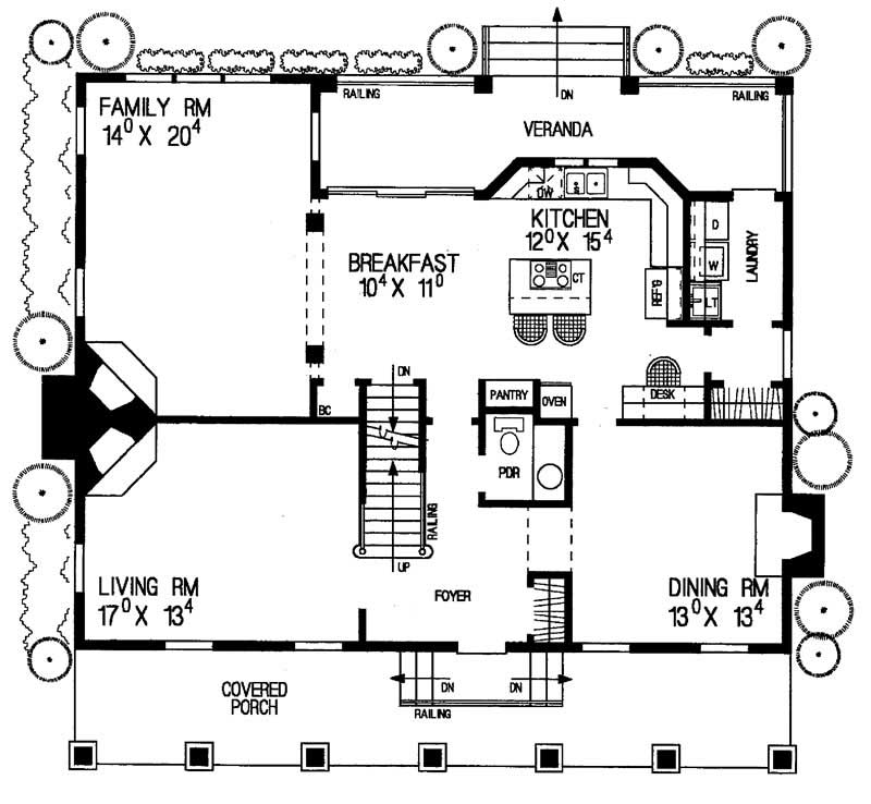 Floor Plan First Story of Country Plan #137-1299