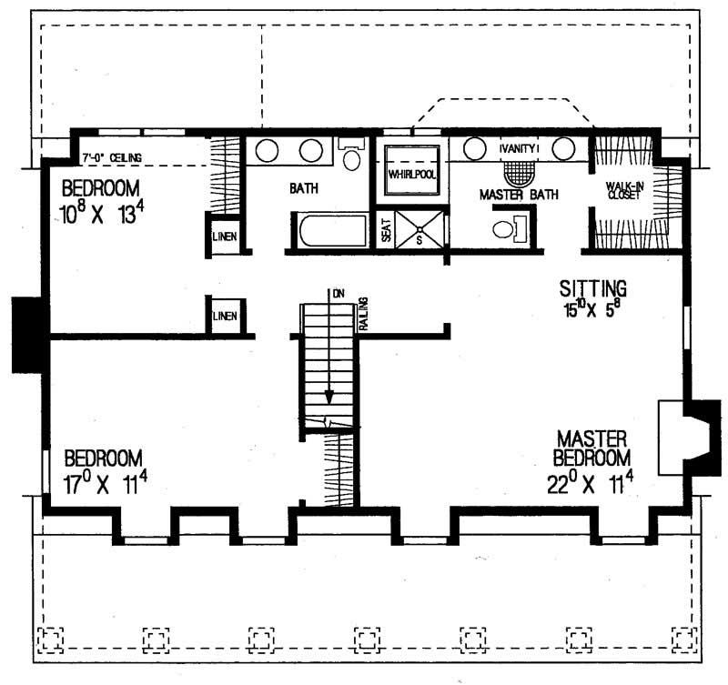 Floor Plan Second Story of Country Plan #137-1299