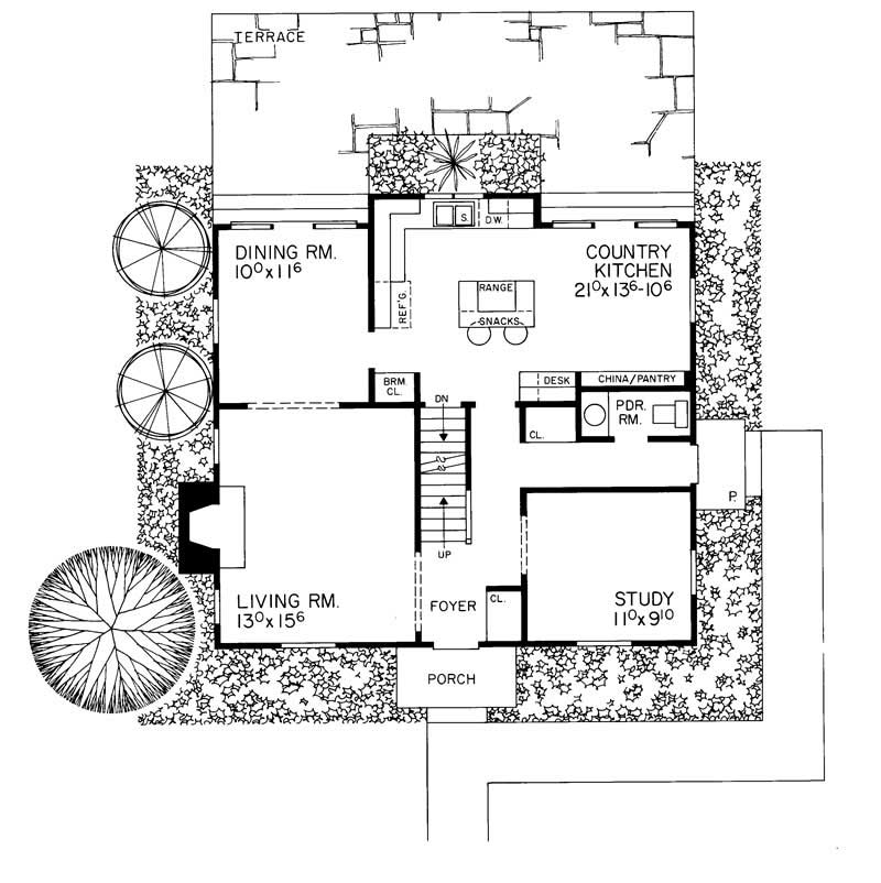 Floor Plan First Story of Cape Cod Plan #137-1302