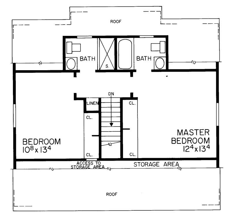 Floor Plan Second Story of Cape Cod Plan #137-1302