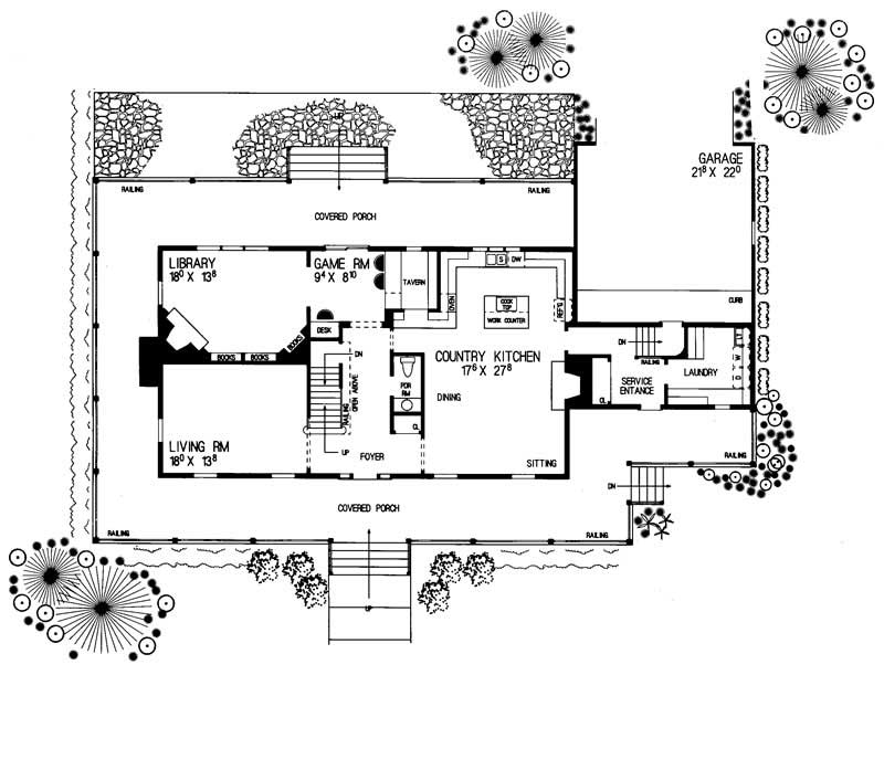 Floor Plan First Story of Country Plan #137-1304