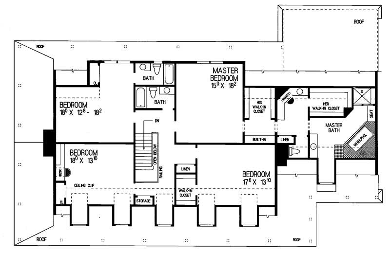 Floor Plan Second Story of Country Plan #137-1304