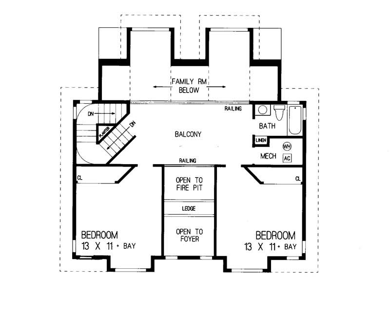 Floor Plan Second Story of Contemporary Plan #137-1307
