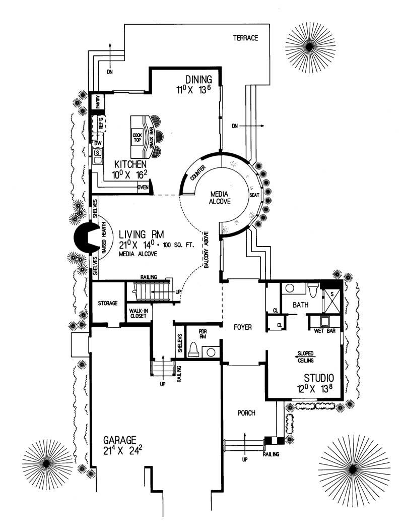 Floor Plan First Story of Contemporary Plan #137-1309