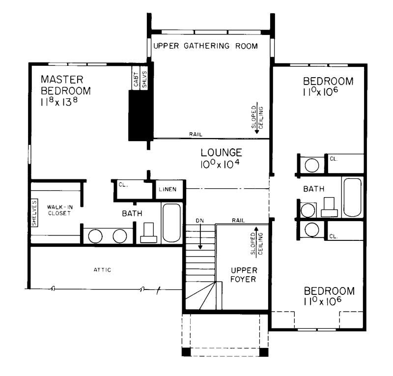 Floor Plan Second Story of Country Plan #137-1313