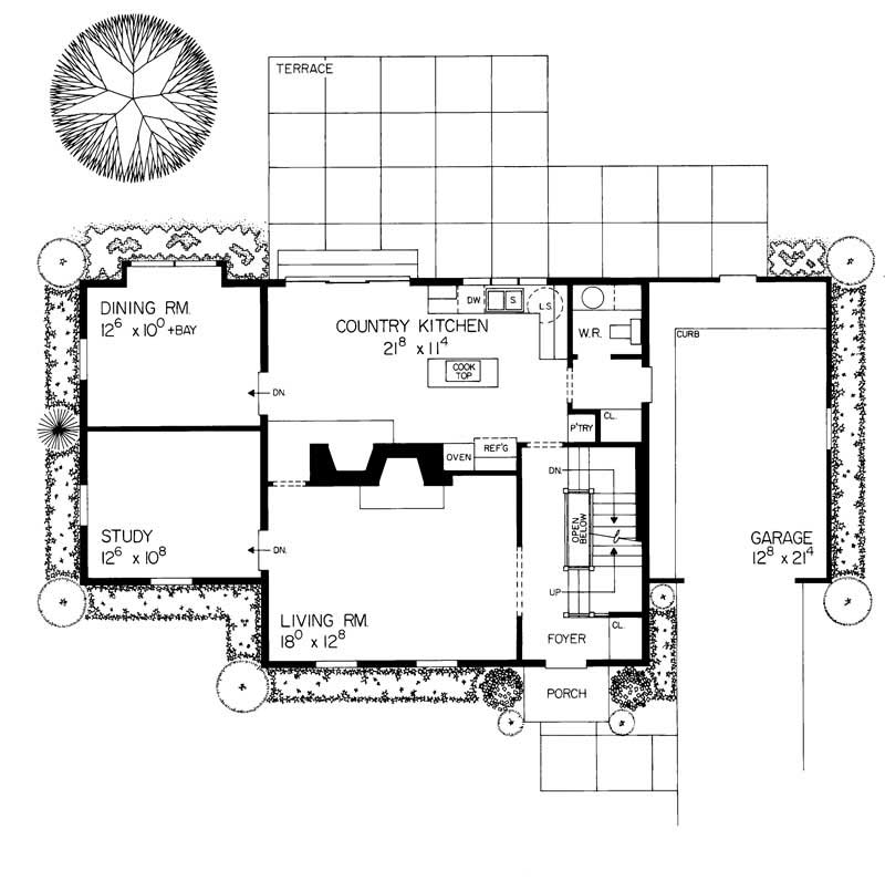 Floor Plan First Story of Colonial Plan #137-1316