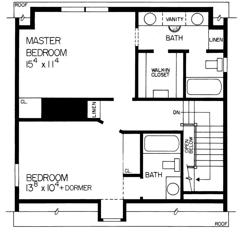 Floor Plan Second Story of Colonial Plan #137-1316