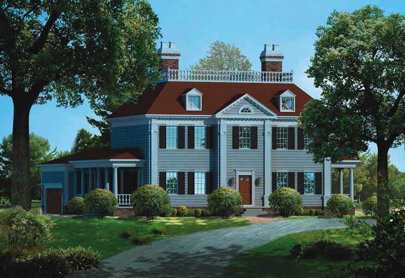 Front elevation of Colonial home (ThePlanCollection: House Plan #137-1317)