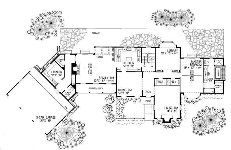 Floor Plan First Story of Ranch Plan #137-1319