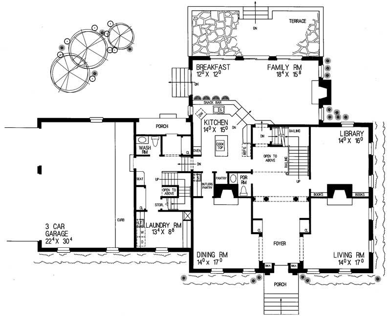 Floor Plan First Story of Colonial Plan #137-1322