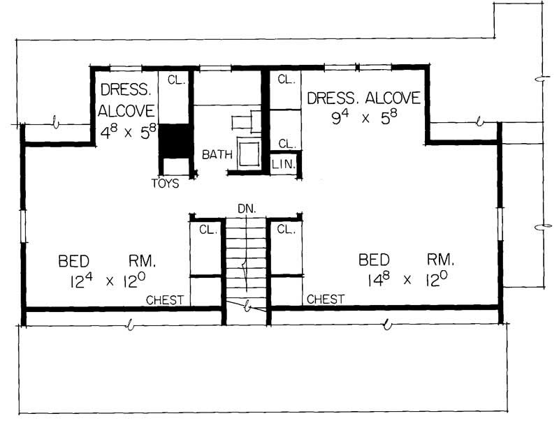Floor Plan Second Story of Cape Cod Plan #137-1323