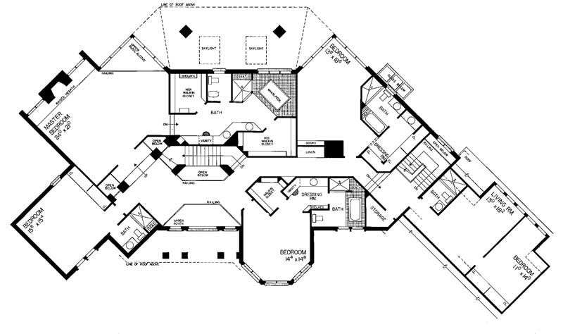 Floor Plan Second Story of European Plan #137-1325