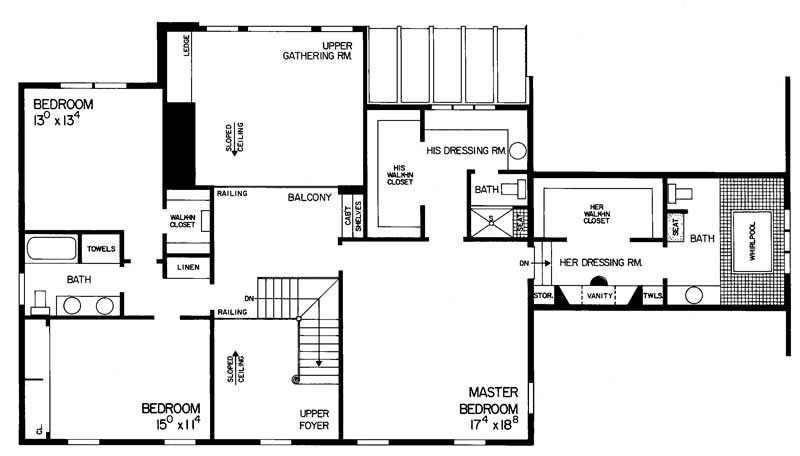 Floor Plan Second Story of Colonial Plan #137-1326