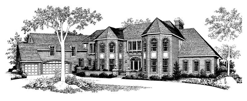 Home Plan Front Elevation of this 4-Bedroom,5649 Sq Ft Plan -137-1327