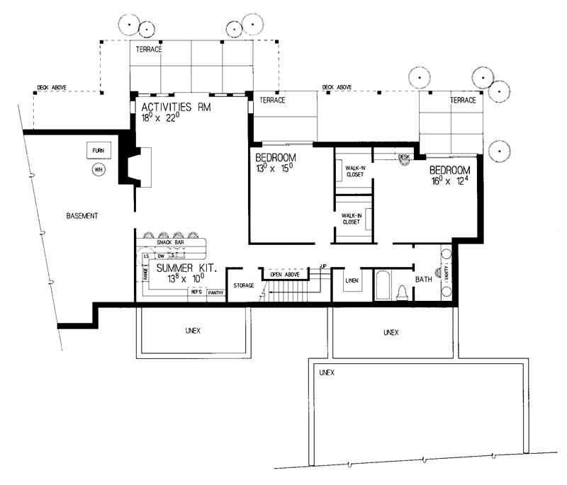 Floor Plan Basement of Mediterranean Plan #137-1329