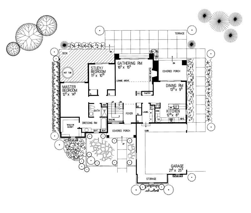 Floor Plan First Story of Contemporary Plan #137-1333