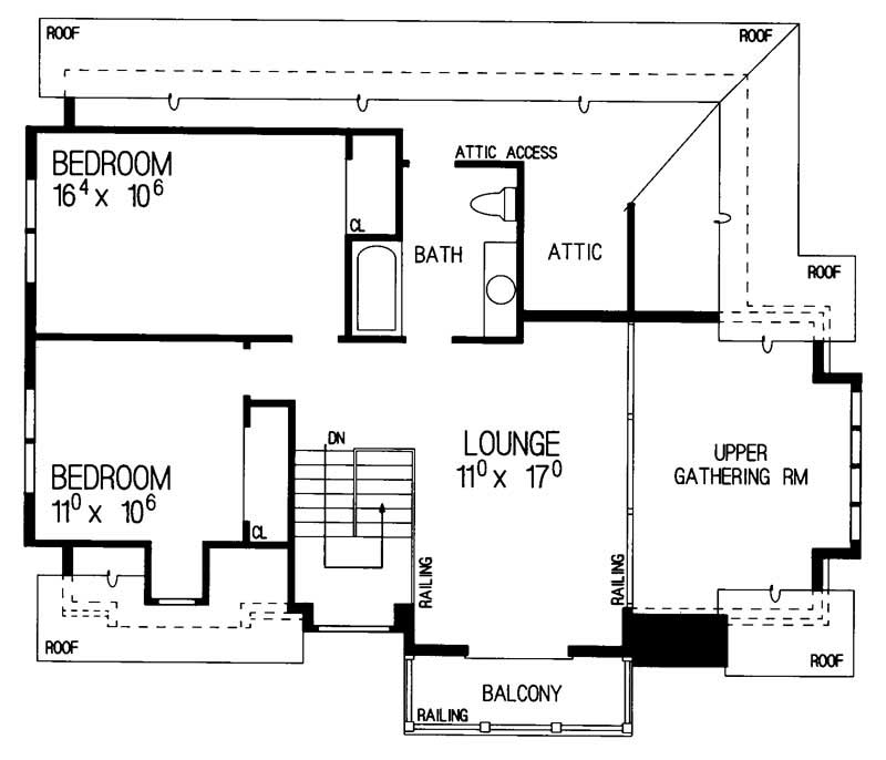 Floor Plan Second Story of European Plan #137-1334