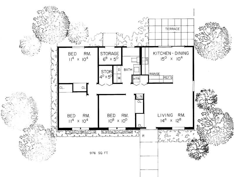 Floor Plan First Story of Ranch Plan #137-1336