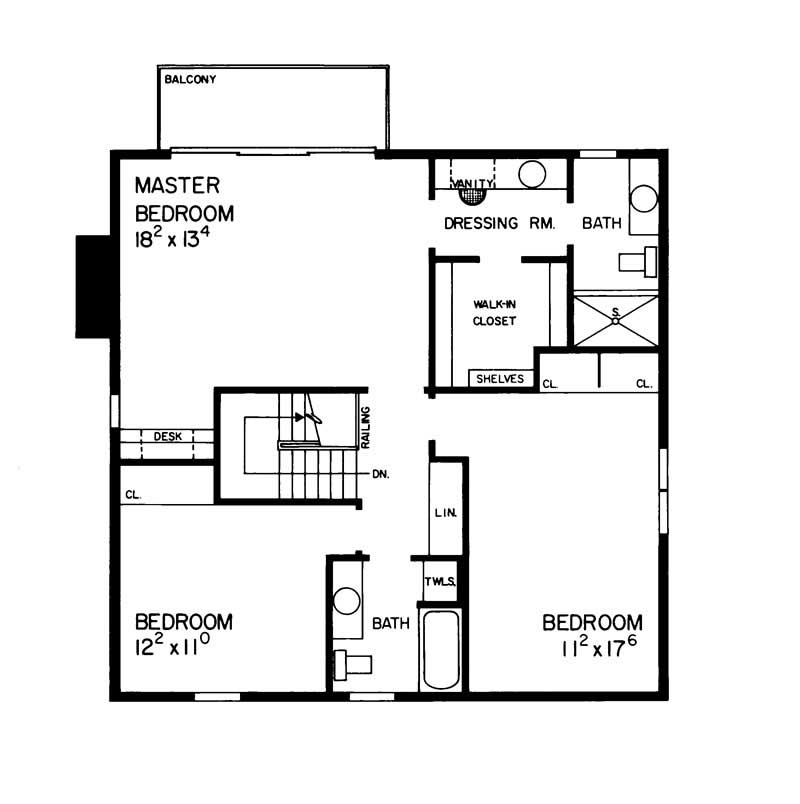 Floor Plan Second Story of European Plan #137-1337