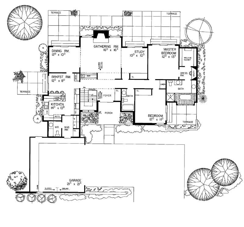 Floor Plan First Story of Contemporary Plan #137-1338