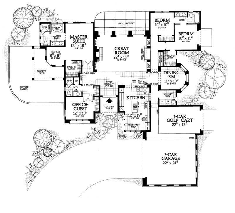 Floor Plan First Story of Mediterranean Plan #137-1340