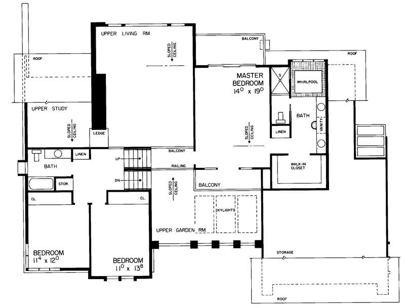 Floor Plan Second Story of Contemporary Plan #137-1342